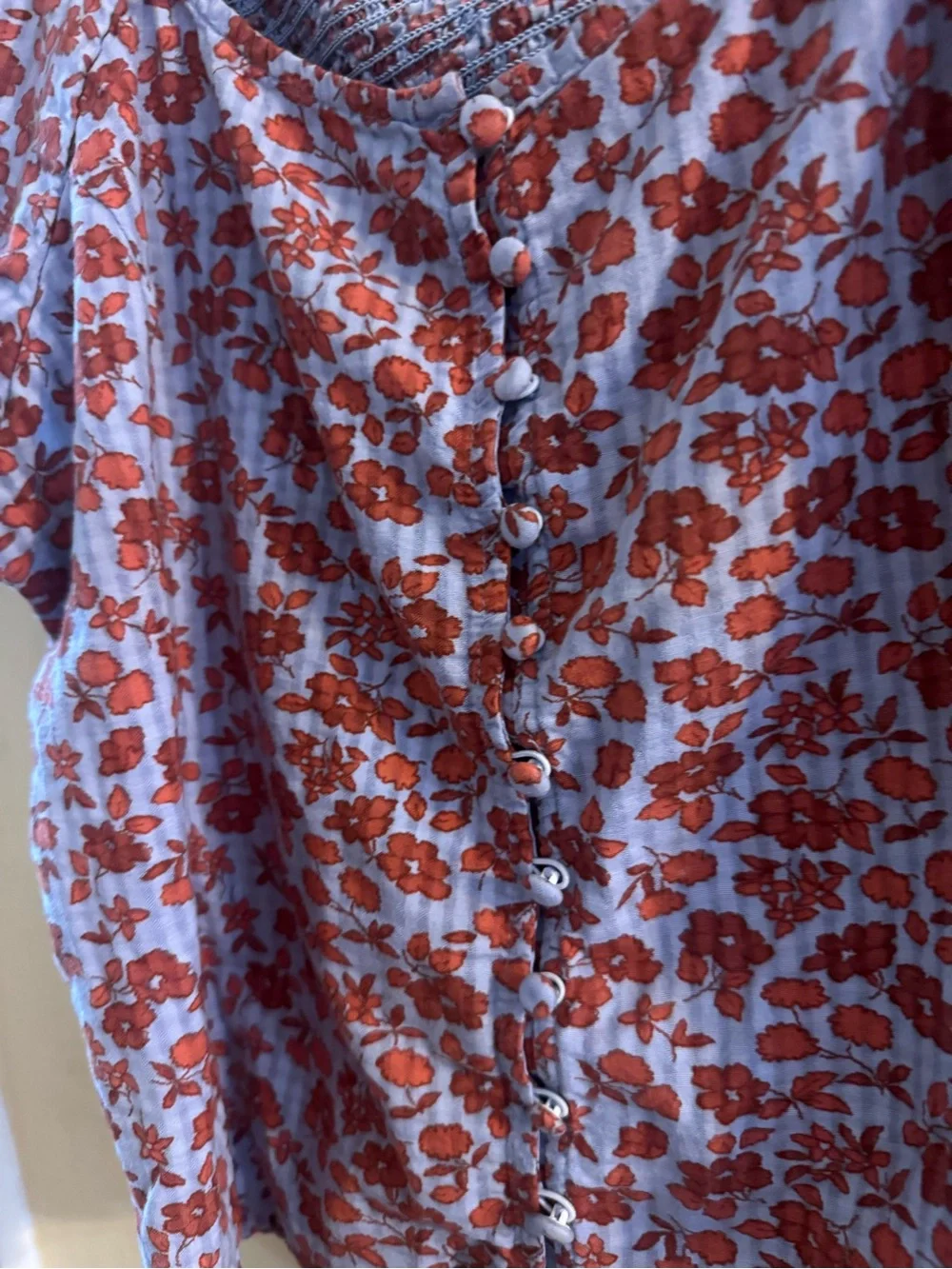Madewell Kallie Button Front Smocked Top, size 8